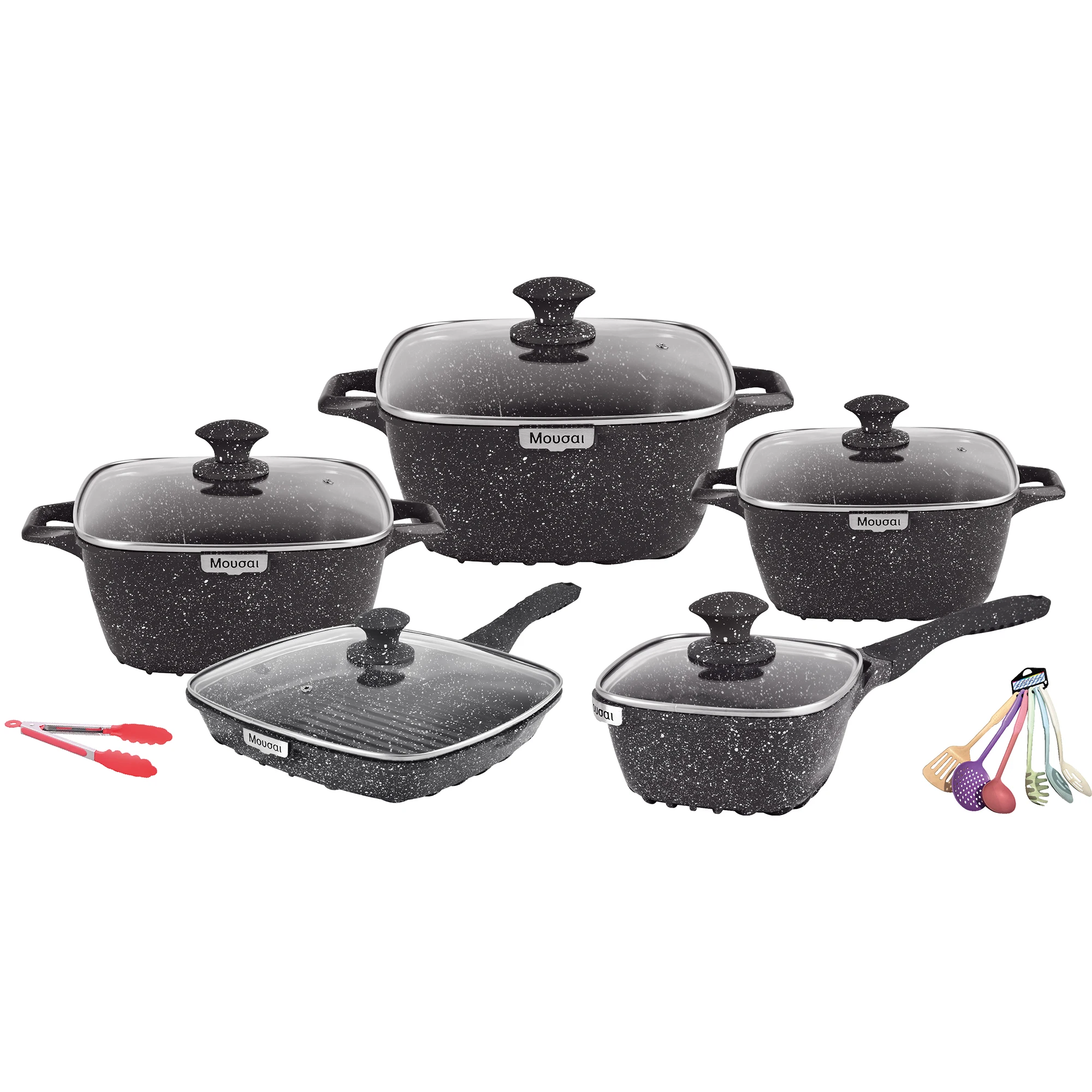 SiJoe 10PCS Cast Aluminum Cookware Set Contain Deeper Fryer Frying Pan Milk Pot Kithcen Tools Gas Cooker Dropshipping