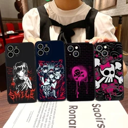 Love Black and Cute Emo Phone Case for iphone 15 Pro Max 14 Pro 16 Plus 12 13 11 Xr X Xs 8 7 Plus Silicone Back Cover