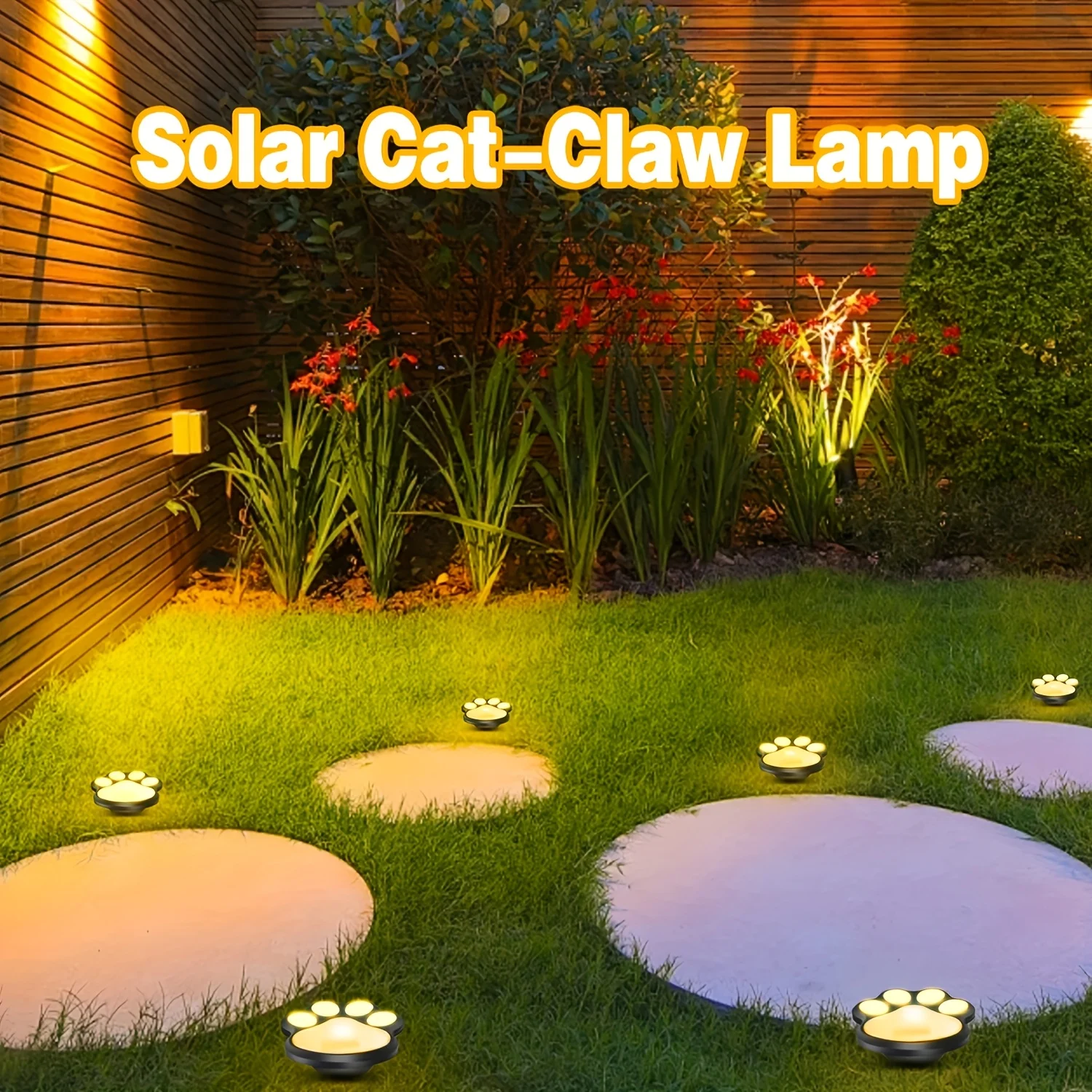 4 Pack Solar Paw Print Lawn Lights, Cute Style Courtyard Lights, Outdoor Garden Decoration Lighting Path Lights for Trail Light