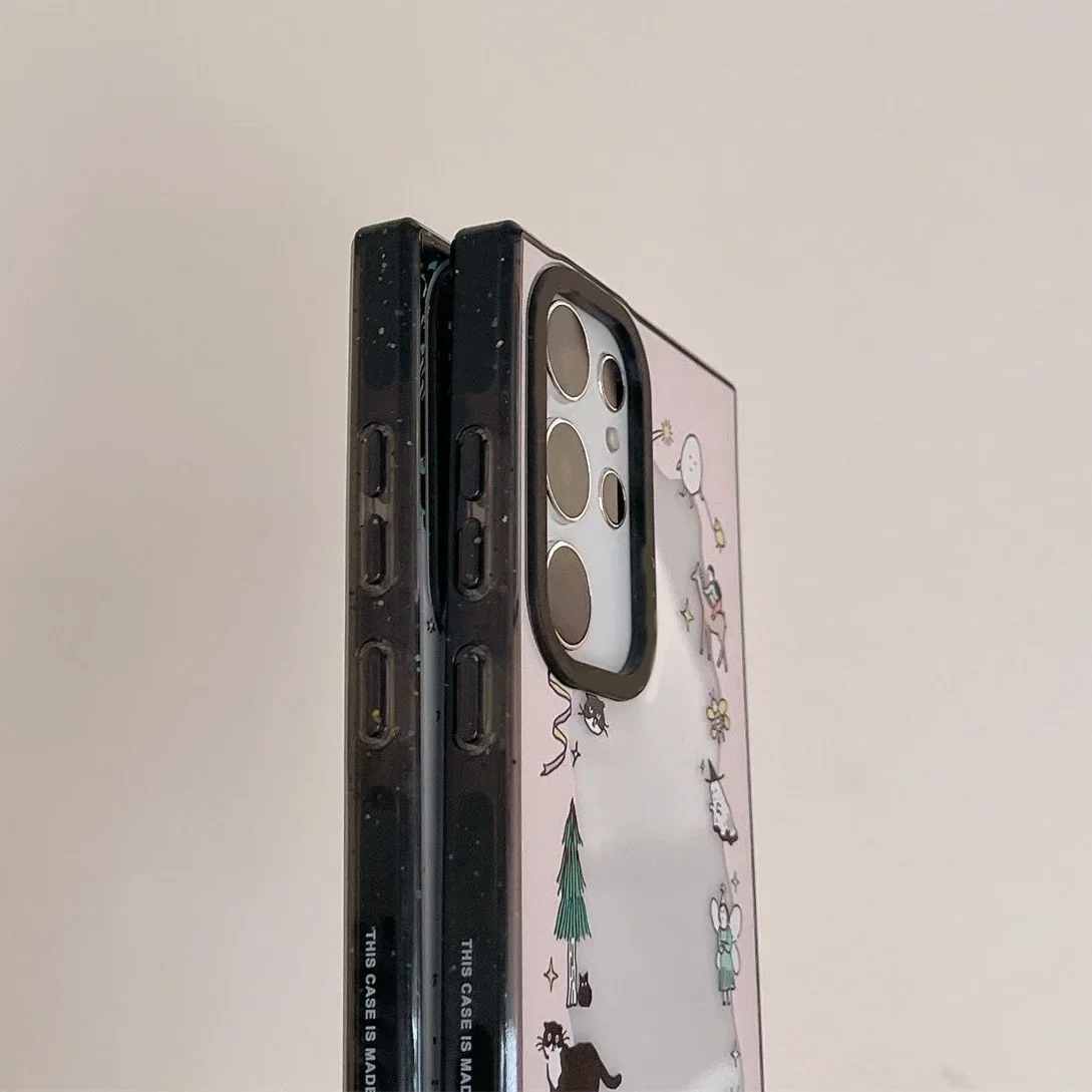 Cute Black Cat Acrylic Black Border Case for Samsung Galaxy S22 S23 S24 Ultra S22+ S23+ S24 Plus Cover Protective Case