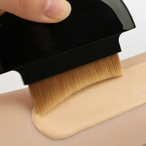 4 in 1 Portable Foundation Brush Set with Mirror Teardrop Powder Puff Makeup Mixing Palette, No Waste Travel Makeup Tool Kit