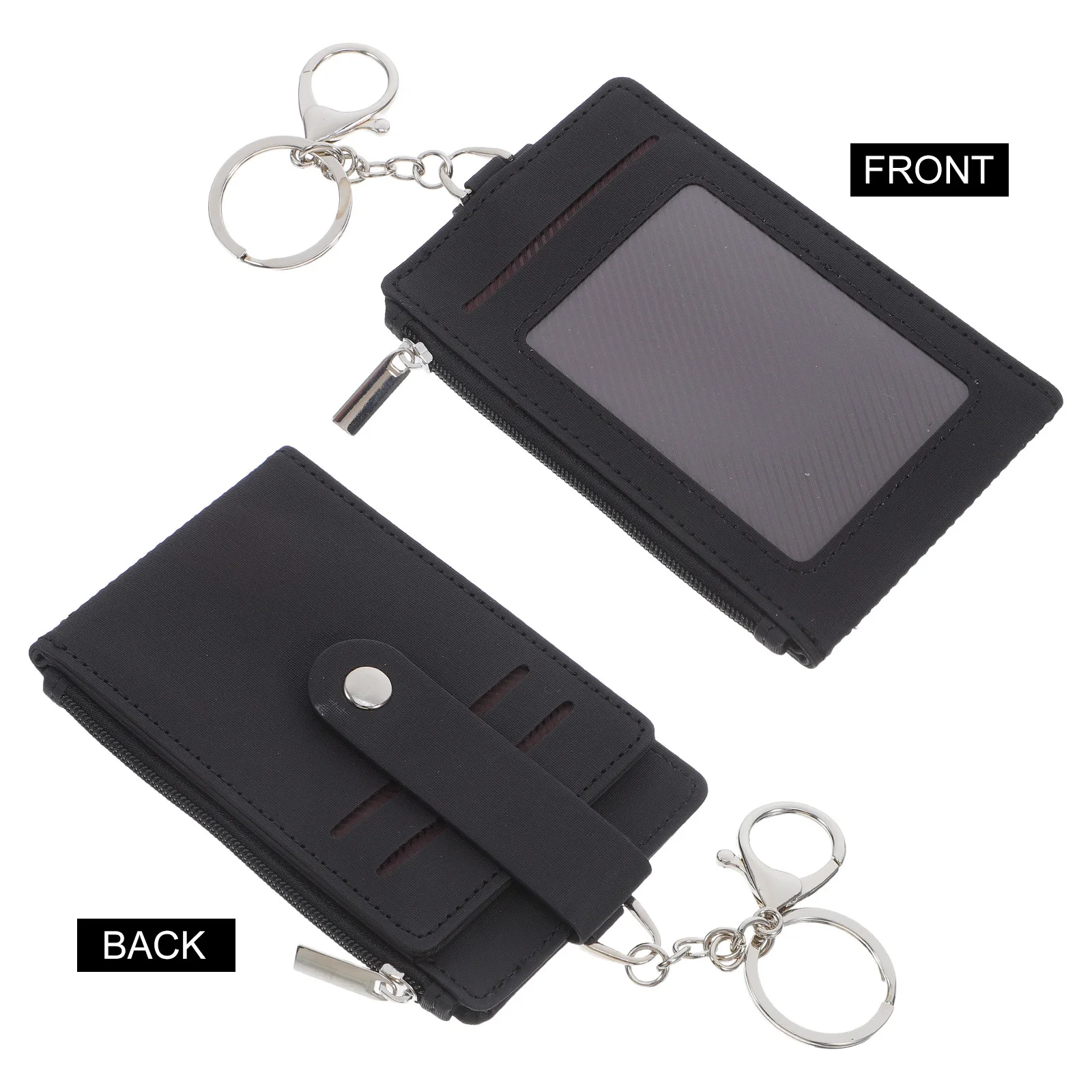 Card Holder Keychain Pu Id Badge Holder For Bus Passes Work Cards Credit Cards Travel Wallet Organizer Keyring Case
