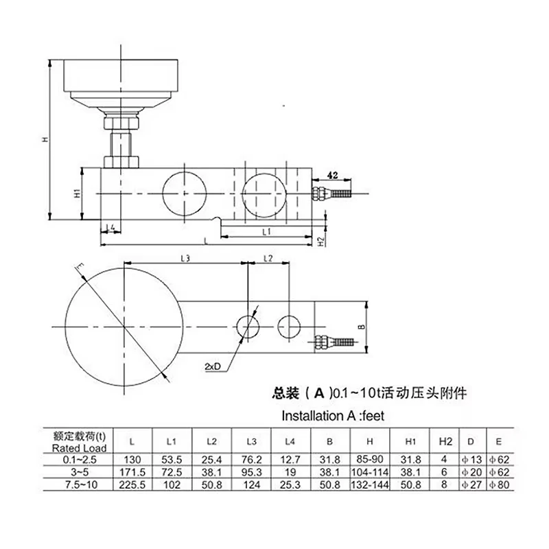 Compression Load Cell Sensor High-precision 0.03% Accuracy Cantilever Beam Weighing 100kg 200kg 300kg 500kg 1T 2T Load Cells