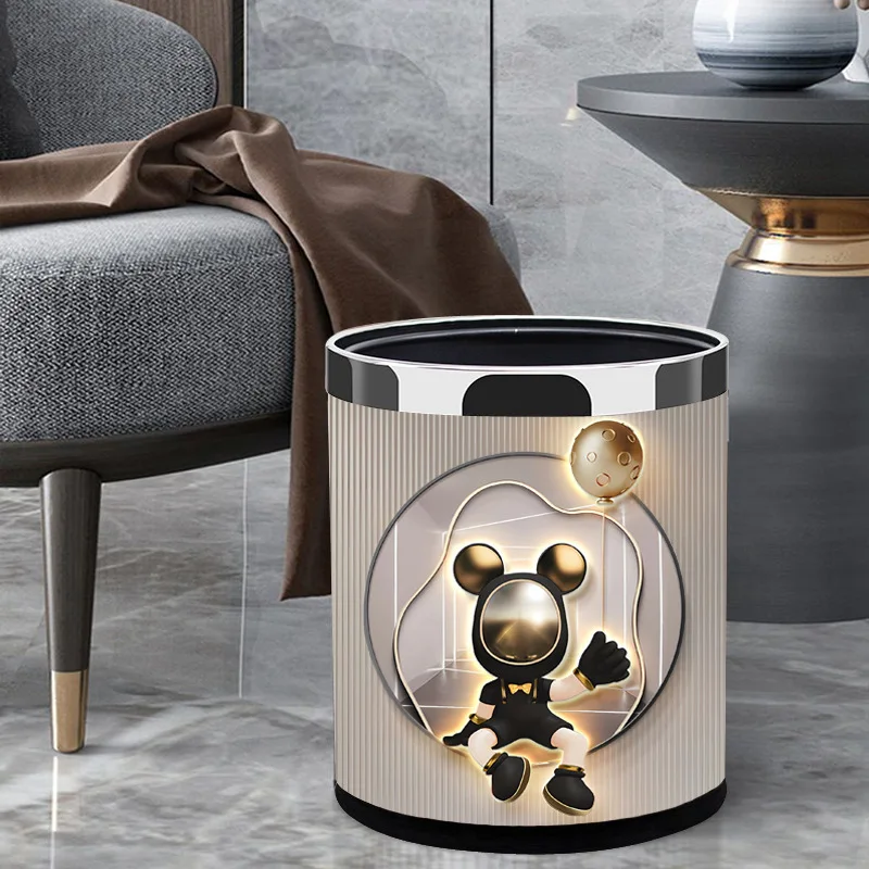 

Household Living Room Large High Appearance Level Doll Trash Can Bedroom Bathroom Creative Cute Bear Double Garbage Can