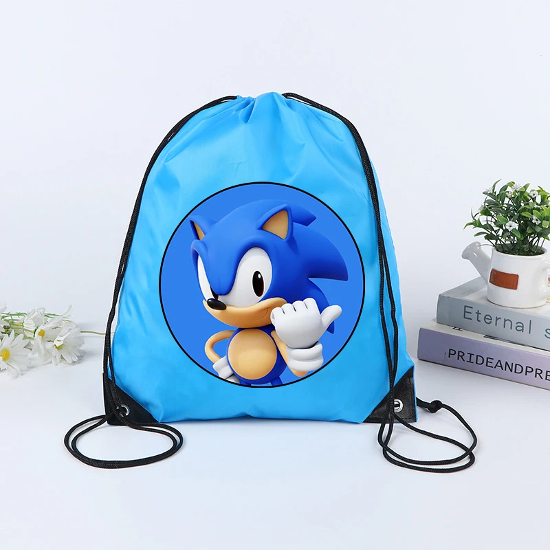 Sonics Drawstring Bag Anime Sport Waterproof Backpack Bundle Pocket for Men Women Student Rucksack Bag Swimming Storage Handbag