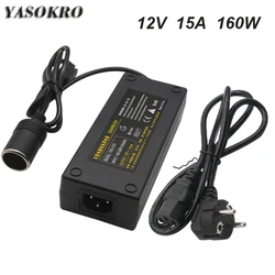 Car Power Adapter Cigarette Lighter Socket Power Converter AC Adapter DC 110V/ 220V to 12V 15A Supply Lighter for Home