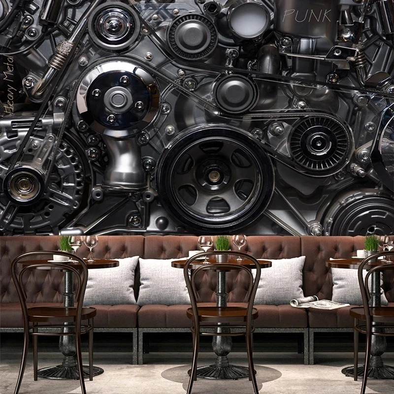Custom Mural 3D Metal Machine Gear European Retro Wallpaper Restsurant Bar KTV Decor Living room sofa TV background wall bedroom