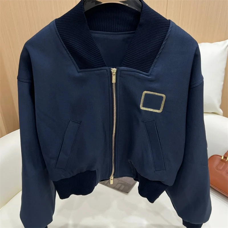 Autumn Women Blue Coat  U196650 Jacket Design Blue Colour Oversized Sweater Jumper Long Sleeve Top Zipper Coat Loose 2024 New