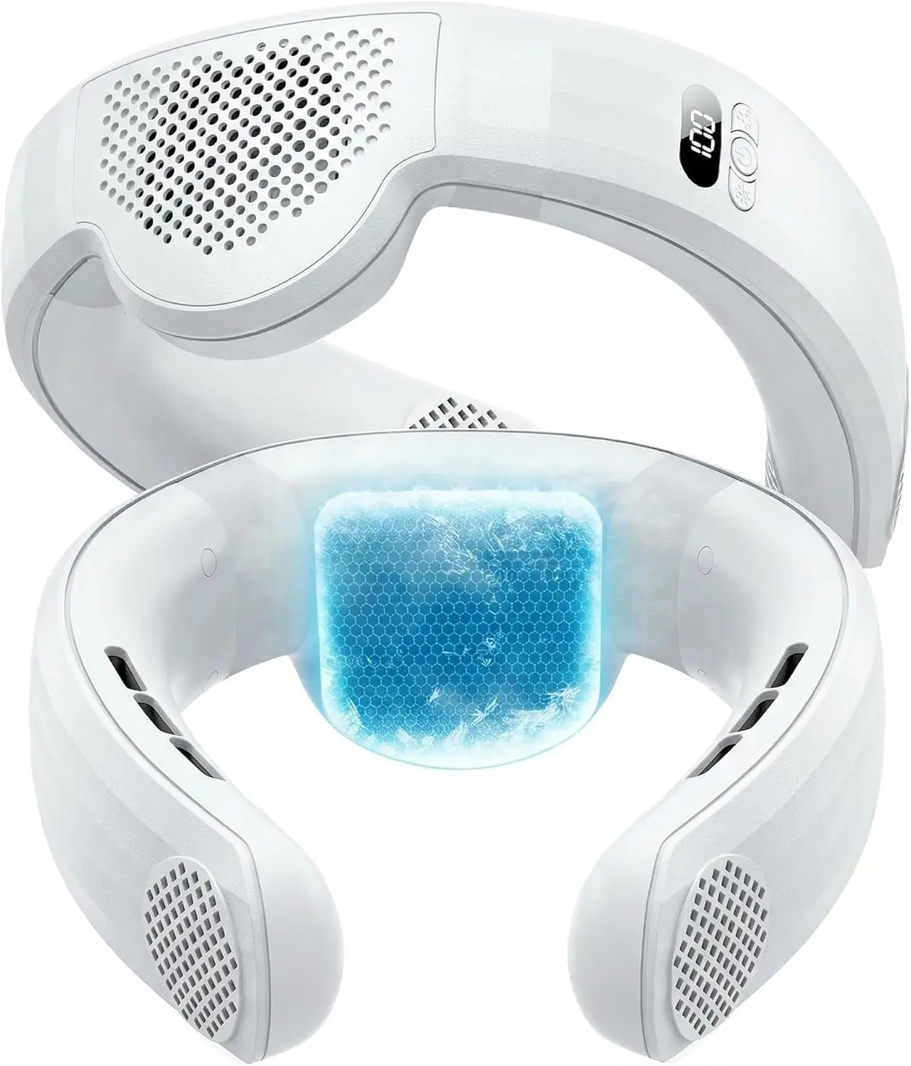 

Портативный вентилятор для шеи с охлаждающей пластиной, перезаряжаемый, 7000 мАч, легкий, для поездок на работу, офиса и путешествий