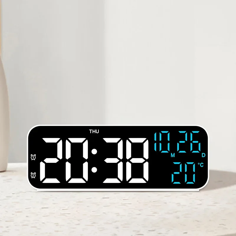 Simple Digital Alarm Clock Multi-function LED Clock Voice Control Temperature and Date Day of Week Display Night Mode Desk Clock