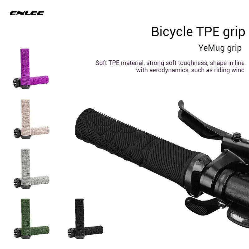 

ENLEE Bike TPE Handlebar Grips MTB Folding Bike Deepened Anti-slip Textured Shock-Absorbing Bicycle Handlebar Covers Bike Parts