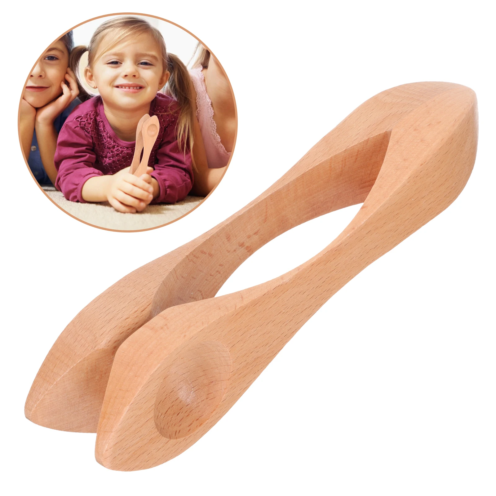 

Slap Wooden Spoon Musical Instrument Spoons Folk Percussion Teardrop Beige Child