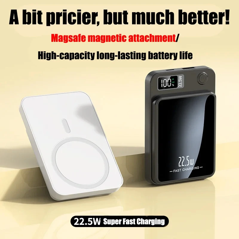 30000mAh Portable Wireless Charger Macsafe Auxiliary Spare External Magnetic Battery Pack Power Bank For iphone Powerbank