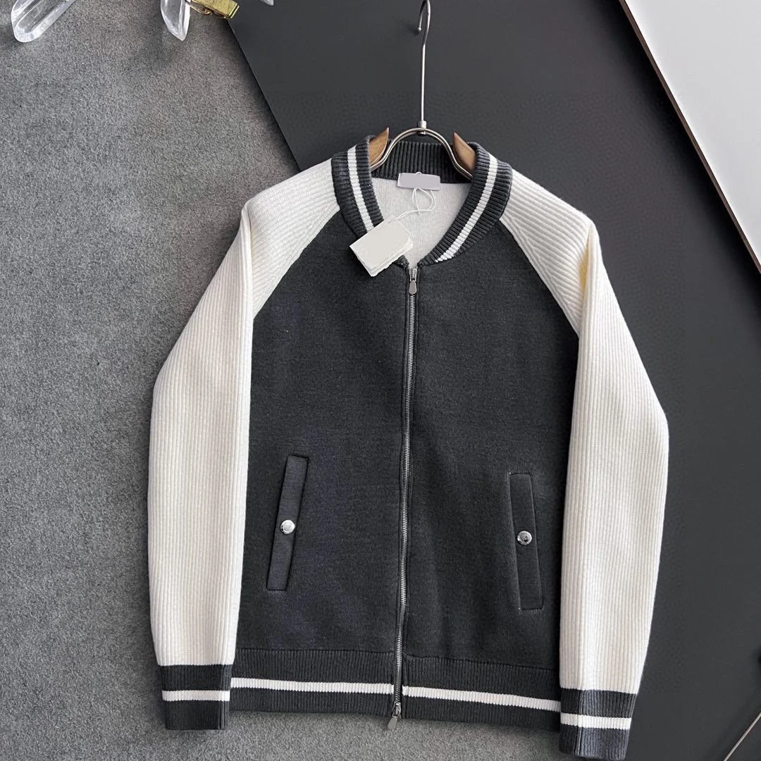 

BC Вязаный кардиган с бейсбольным воротником из чистой шерсти Повседневная куртка