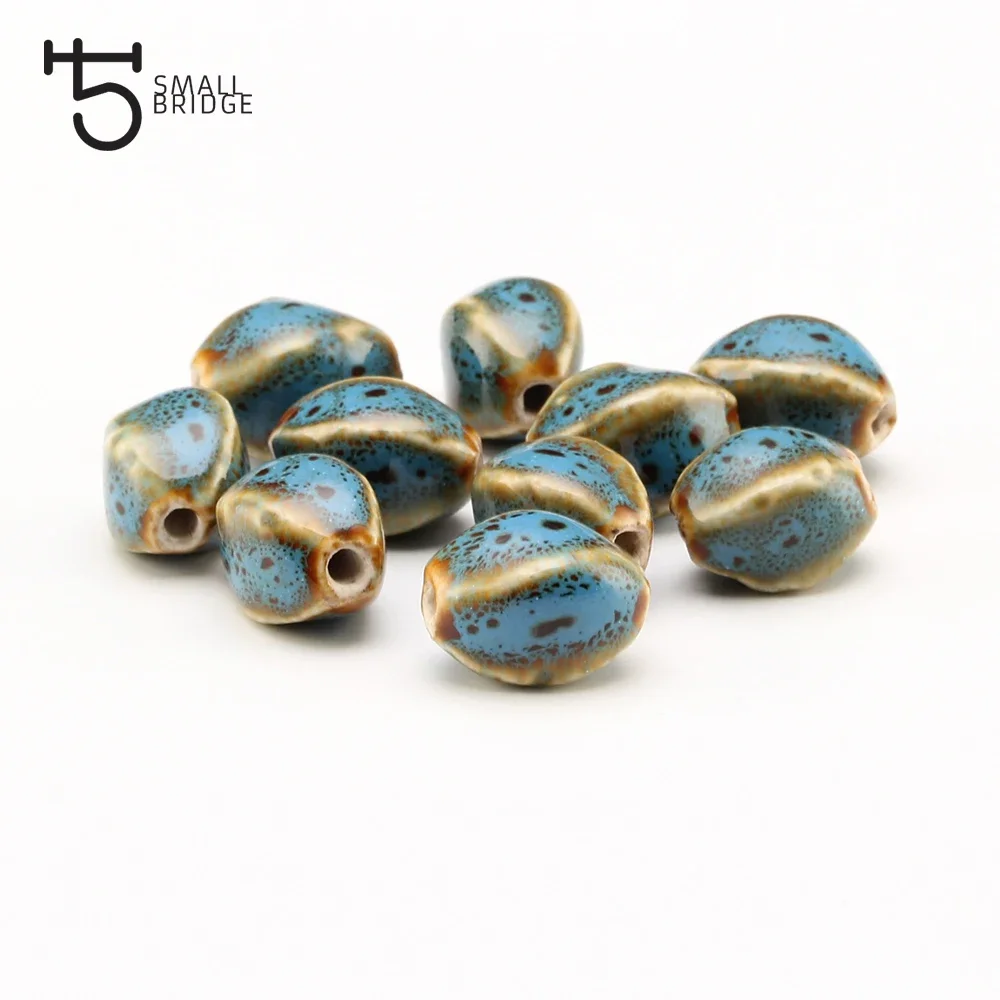 15mm 10pcs Flower Glaze Ceramic Porcelain Beads Jewelry Accessories Diy Bracelet Wholesale Beads For Jewelry Making T101