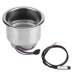 Stainless Steel Light Cup Holder 4PC/Set 14 LEDs Remote RGB Lights Cup Drink Bottle Holder Suitable for Marine Boat Car Truck