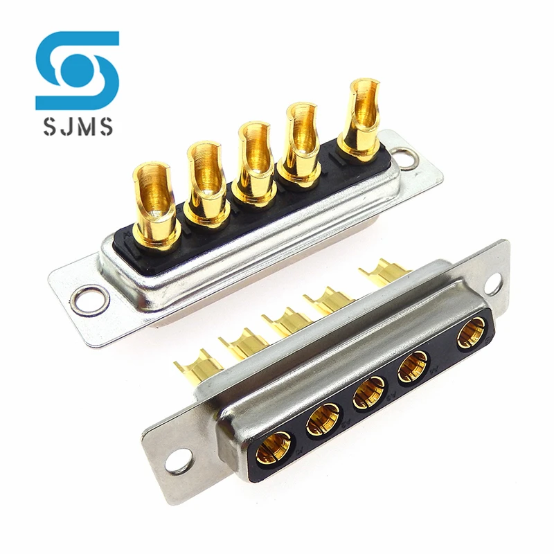 1PCS 5W5 30A 40A Gold plated Male Female high current CONNECTOR D-SUB adapter solder type DB 5Pin plug socket Welding high power