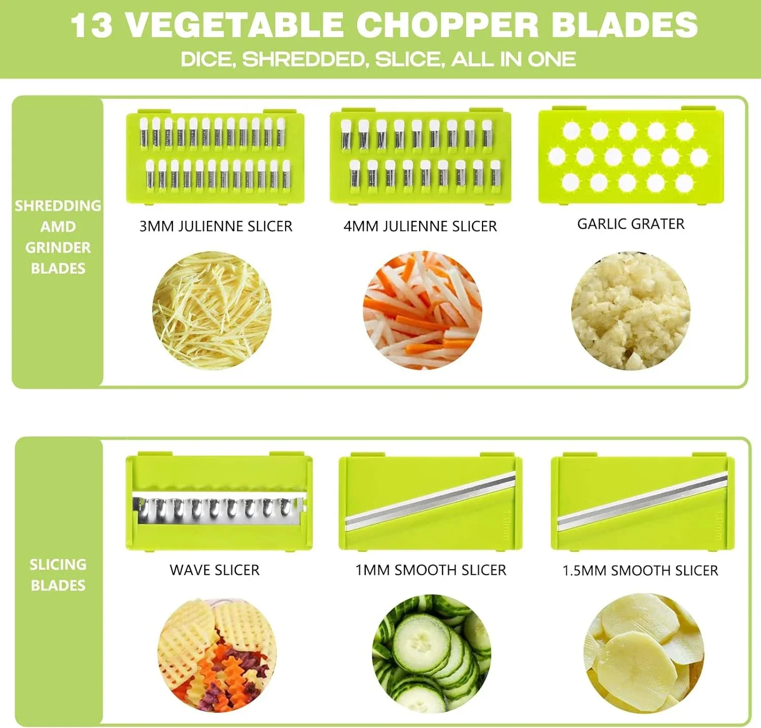 Tritatutto per verdure multifunzionale, 12 in 1, 22 in 1, grattugia per cipolla, trituratore di patate e carote, tritatutto per alimenti per