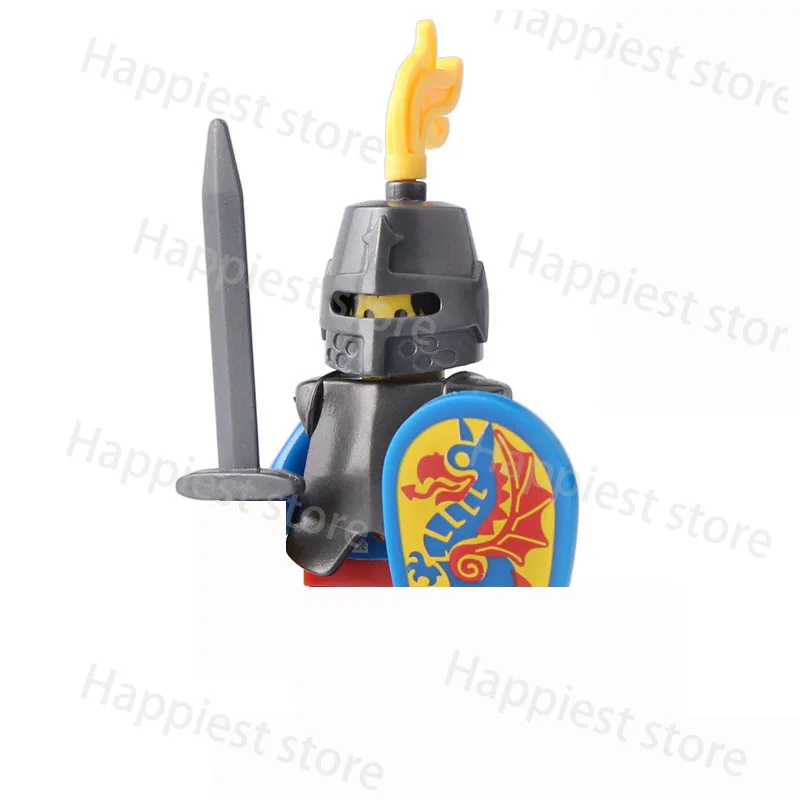 MOC Medieval Roman Knights Corps Building Blocks Military Castle Soldier Figures Helmet Armor Army Wars Weapons Toy Boy Gift