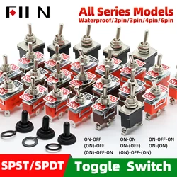 15A 250V Tuimelschakelaars Miniatuur Duimhendel Aan Uit Elektronica SPST SPDT DPDT Power Rocker Waterdichte Cap