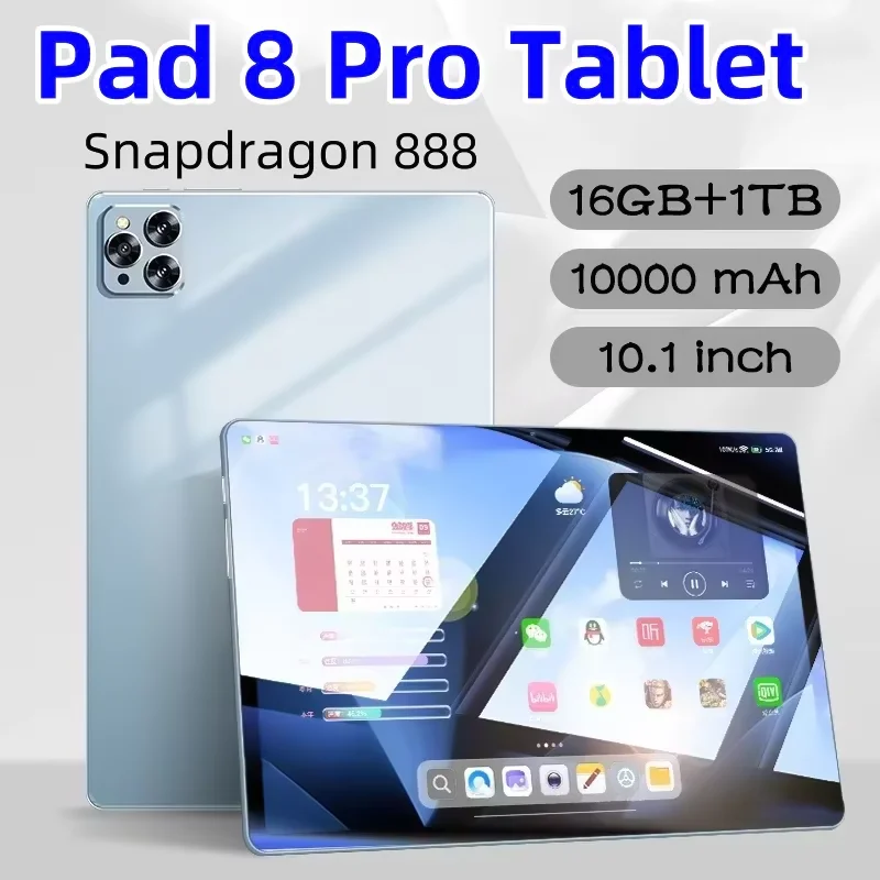 Original Pad 8 Pro Tablet 10.1 inch Android 13 Global Snapdragon 888 16GB+1024GB 10000mah 5G Dual SIM WIFI  HD Full Screen