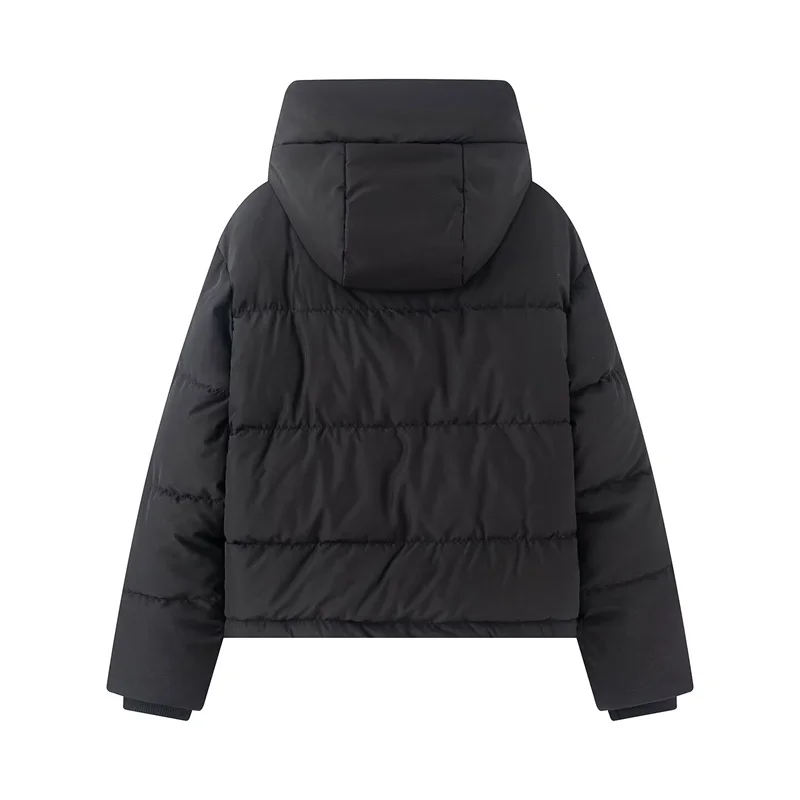 Abrigo de mujer 2025 invierno nuevo estilo Color sólido manga larga impermeable y resistente al viento chaqueta cálida con capucha elegante y elegante