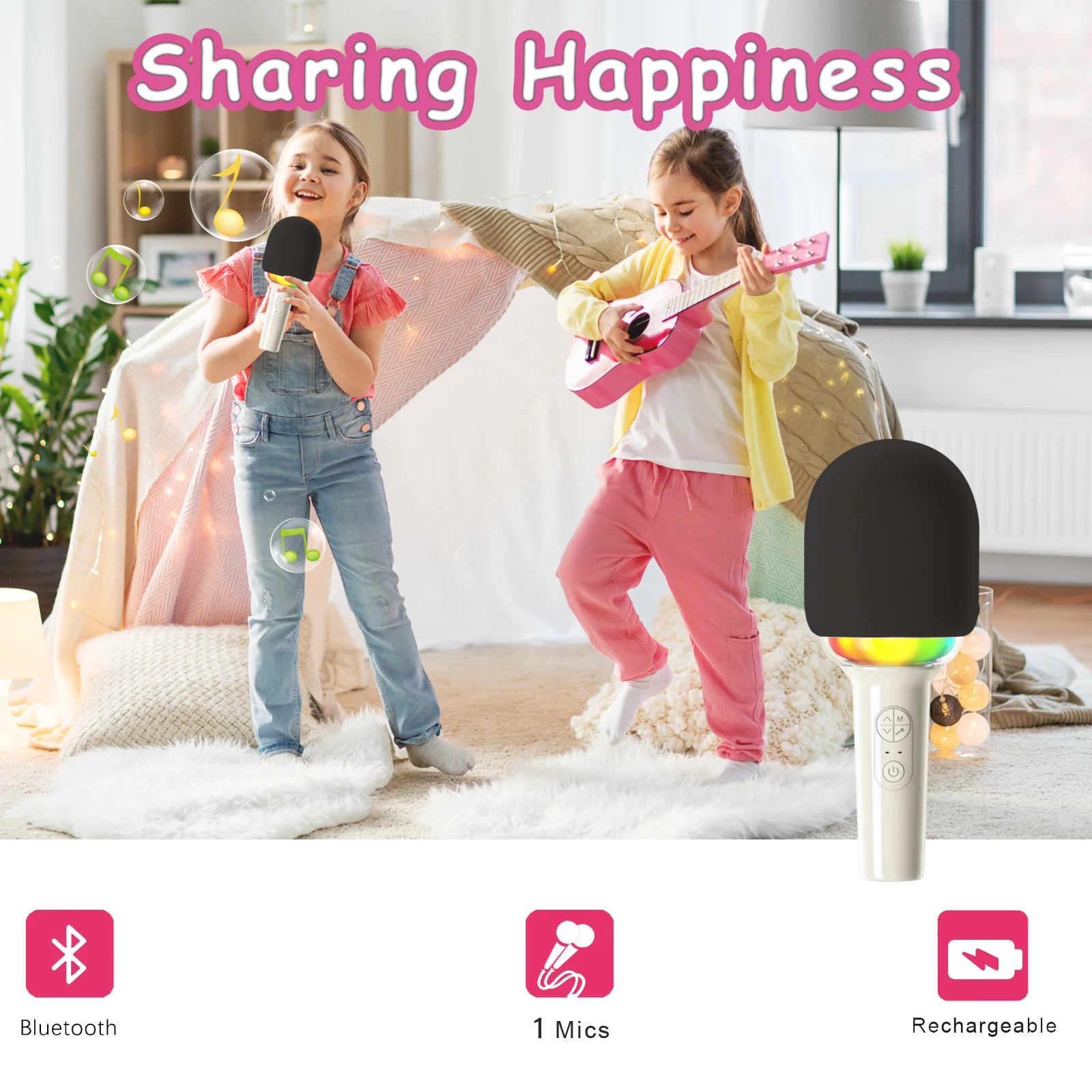 Free ship Karaoke Machine for Kids karaoke microphone Bluetooth Speaker with 2 Wireless Microphones LED Lights for Home KTV Gift