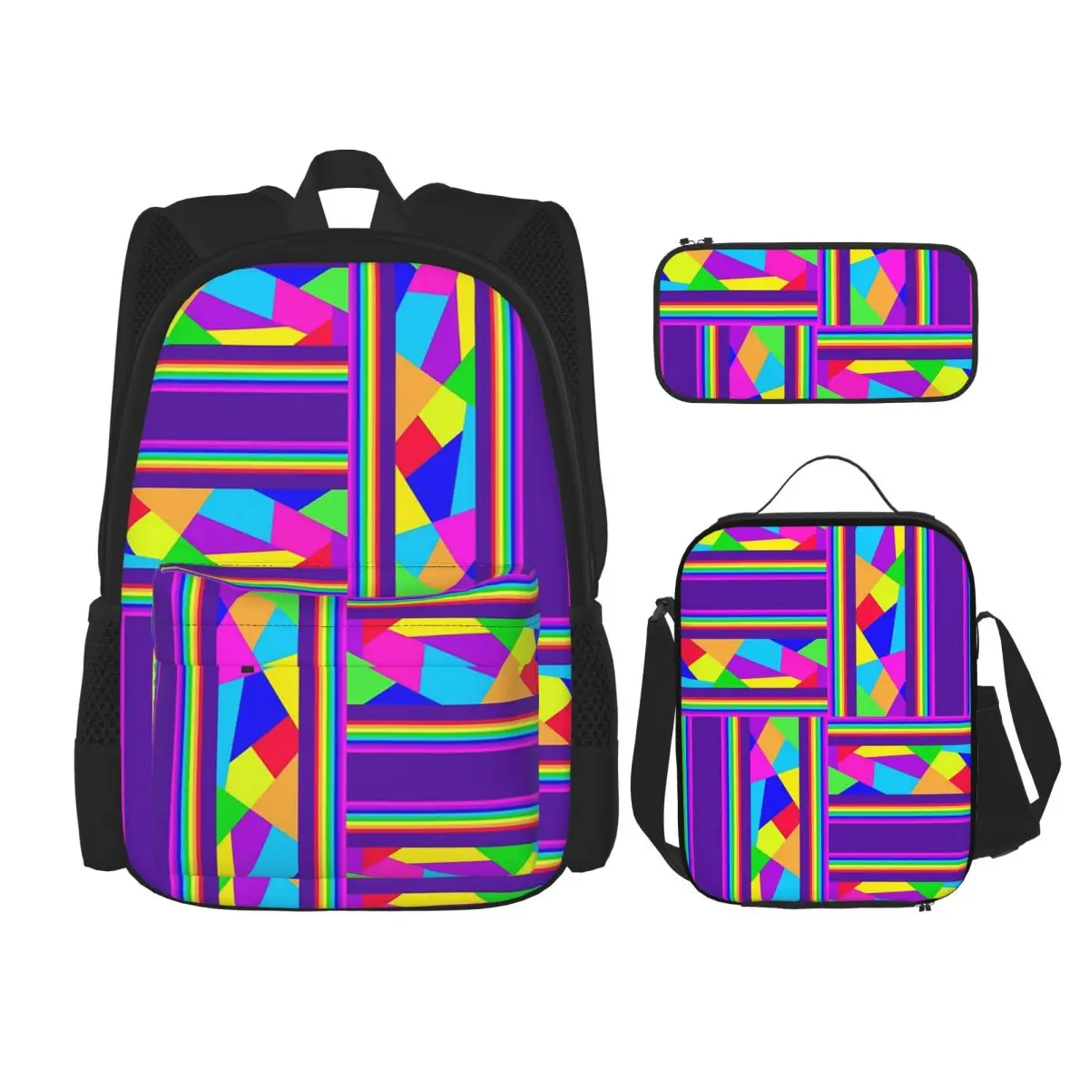 

Carnival Shards Mosaics Mardi Gras Masquerade Backpacks Children Bookbag School Bags Rucksack Lunch Bag Pen Bag Three-Piece Set