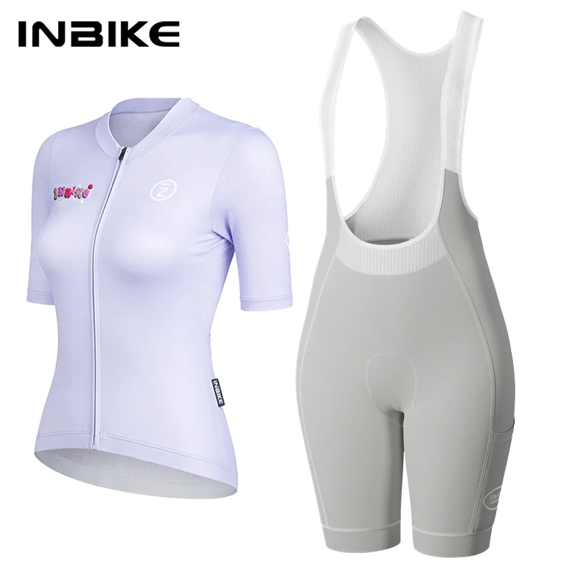 AliExpress INBIKE Summer Women's Cycling Set Breathable Quick-Dry Bike Short Sleeve Bicycle Bike Shirts with Pockets Bib Shorts Biking Top