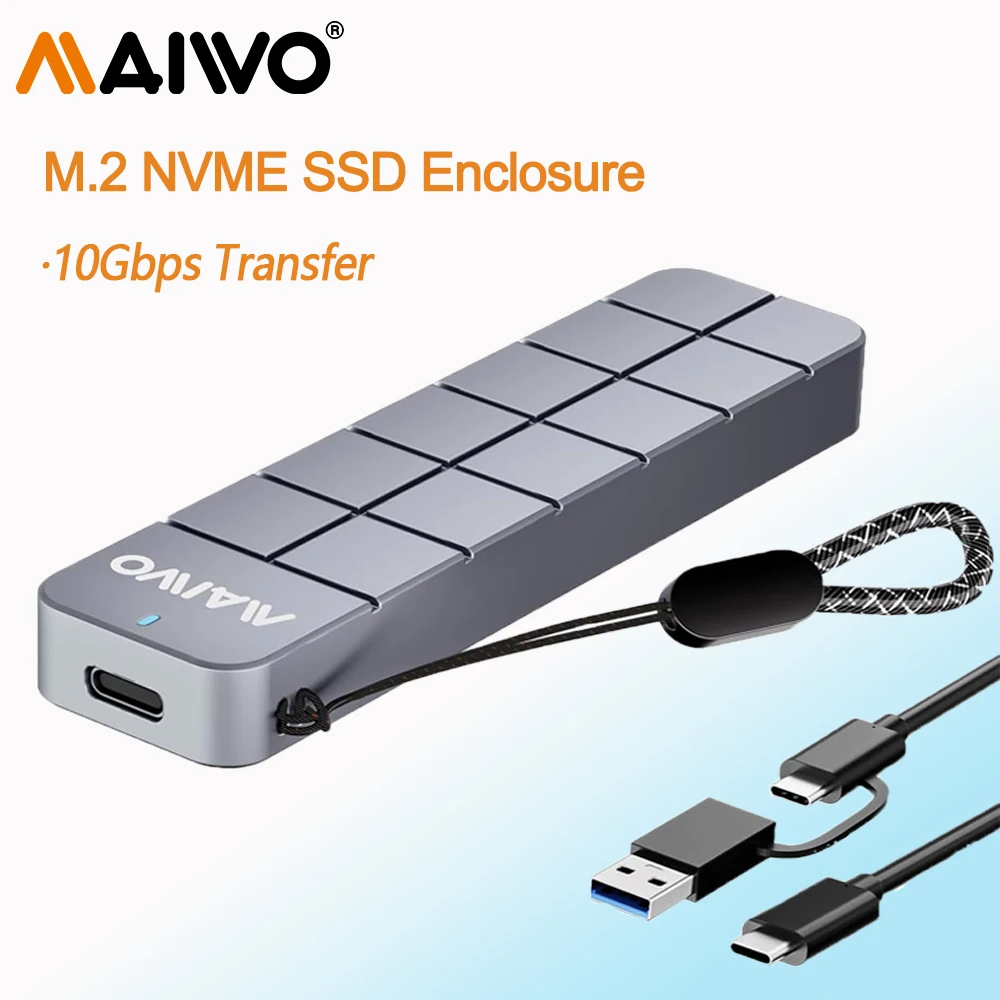 MAIWO M.2 NVMe SSD الضميمة USB3.2 Type-C GEN2 10Gbps 8 تيرا بايت سعة USB C إلى M-Key PCIE NVME SSD محول قارئ حالة الألومنيوم