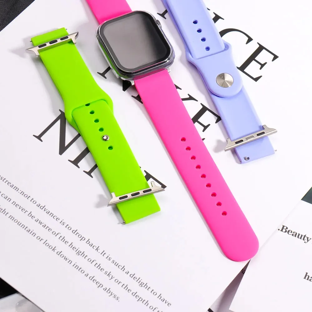 Silicone Strap For Apple Watch bands 44mm 40mm 45mm 41mm 38/42mm belt bracelet iWatch band series 8 9 7 6 se 5 4 3 ultra 2 49mm