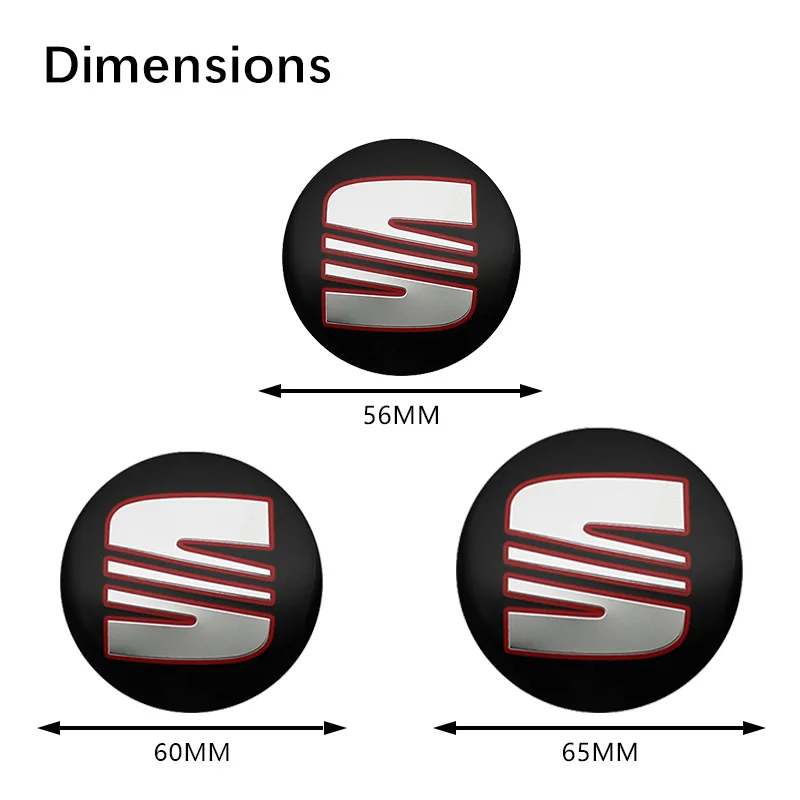 자동차 휠 허브 센터 캡, 시트 이비자 6J 6F 레온 큐프라 MK1 MK2 알테아 FR 림 커버 엠블럼 스티커 액세서리, 55 56 60 65mm, 4 개