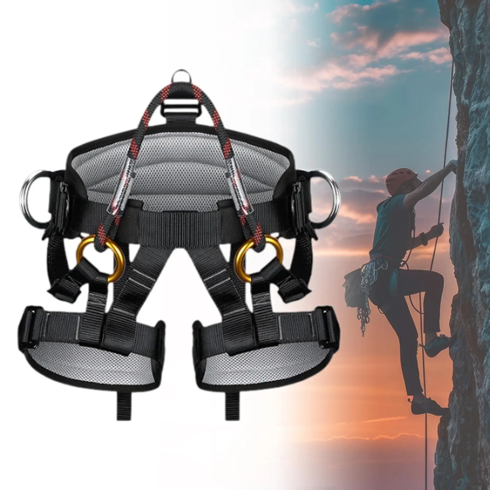 

Climbing Belt Professional Rappelling Adjustable Fit Arborist Saddle Outdoor Tree Climbing Security Harness for Tree Activities