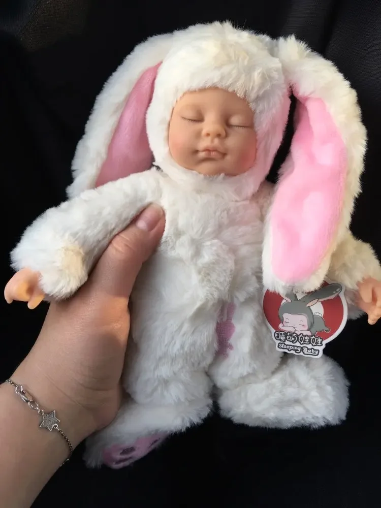 

[ Funny ] 25cm Simulation dolls & Reborn baby doll Sleep placate fashion bunny rabbit baby doll plush toy soft kids child gift