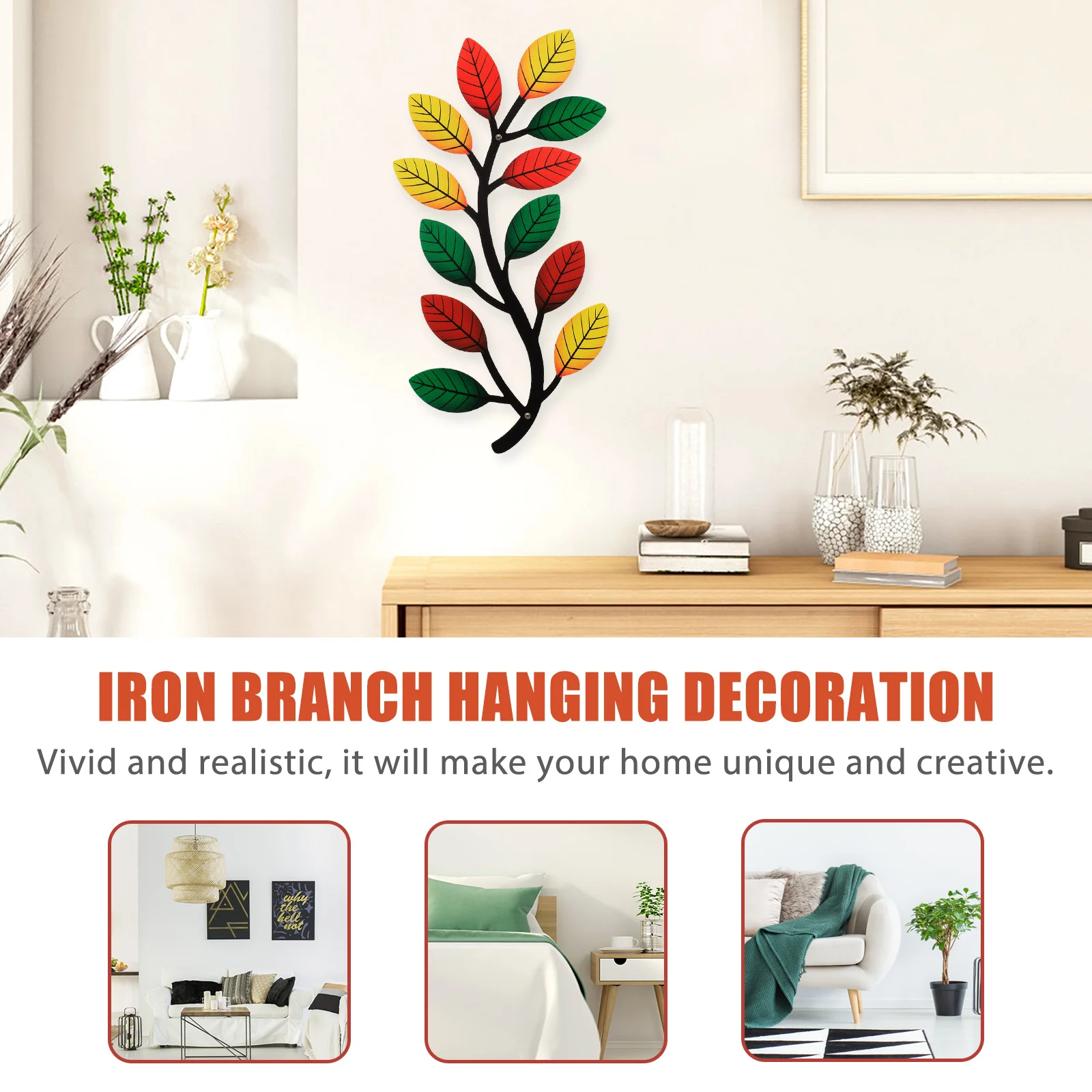 

1Set Simulation Iron Branch Decor Vivid Realistic Wall Art Home Pendant Wedding Banquet Indoor Outdoor Decor Iron Branch Pendant