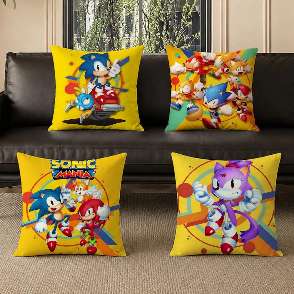 game Sonic the Hedgehog Cushion Cover Washable Soft Thick Cushion Cover Decorative Pillowcase for Sofa Living Room Home