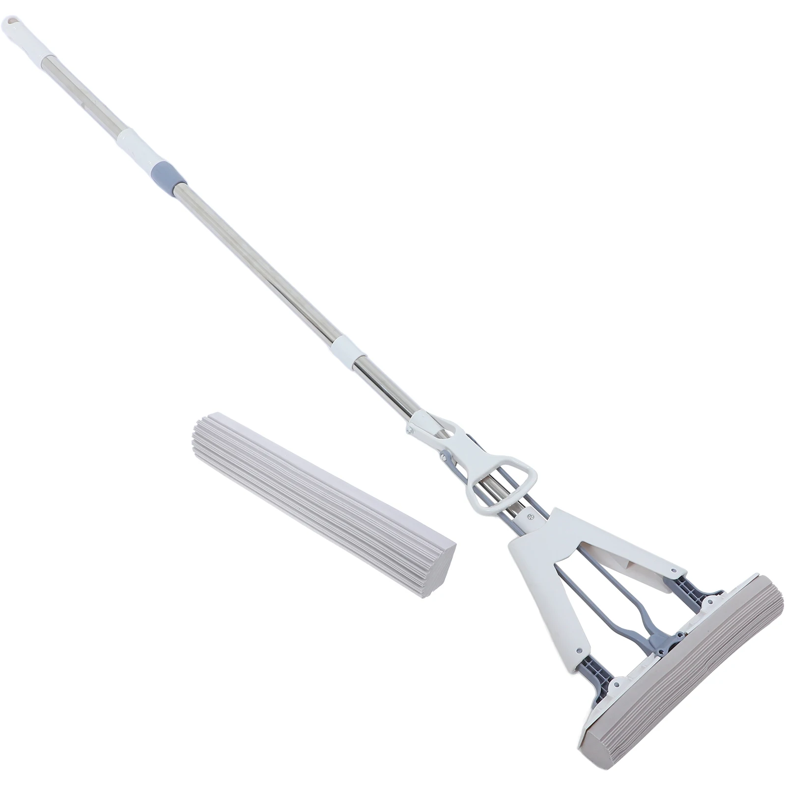 

Folding White 28cm Dust-proof Stainless Steel No-wash Absorbent Sponge Mop Dual Use Floor Cleaning Squeeze Mop Tile Wood Floor