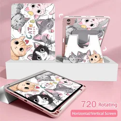 Cute Cat Family 360 Degree Rotation Smart Cover Ipad 10 Case Ipad 6th Generation Case Ipad Case 10 Generation Pro 11 2nd 3rd 4th
