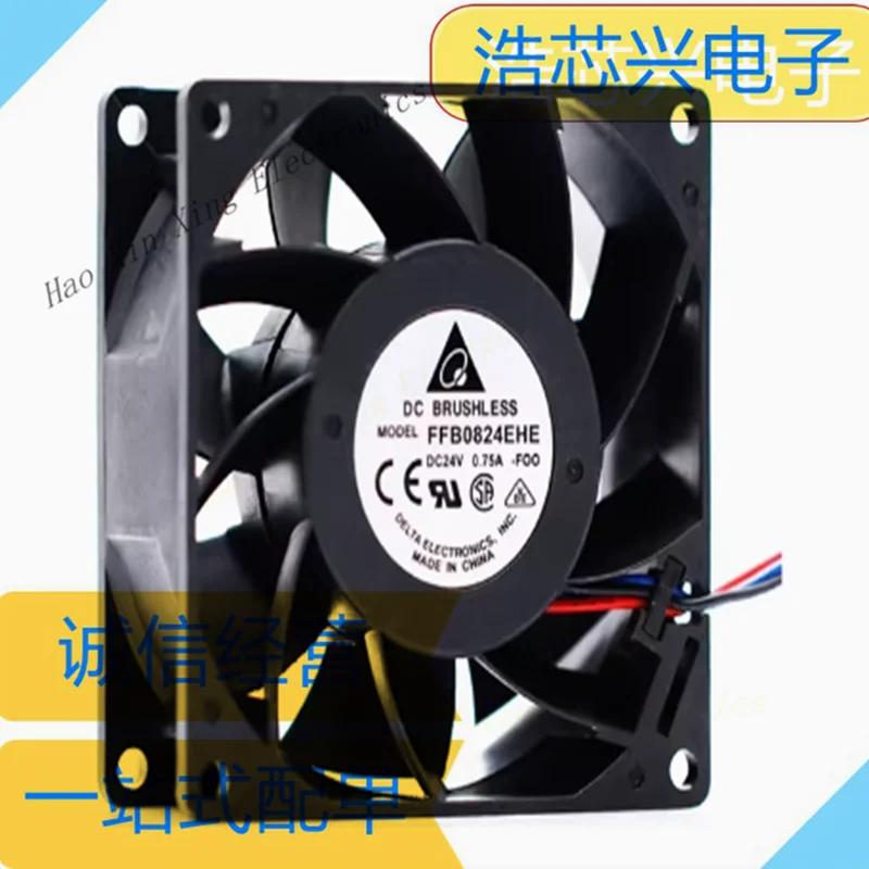 

1pcs FFB0824EHE-FOO Delta Dual Ball High Airflow Fan FFB0824EHE-ROO 8038 80*80*38 24V 0.75A 8CM Inverter Large airflow fan