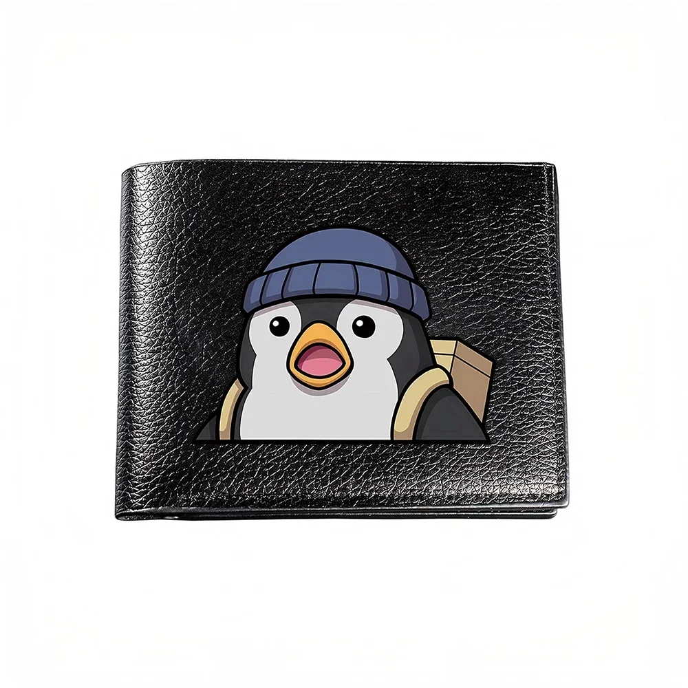 Cute Penguin Wearing Hat And Backpack Design Men's Wallet Card Holder Casual Business Fashion Print Accessory