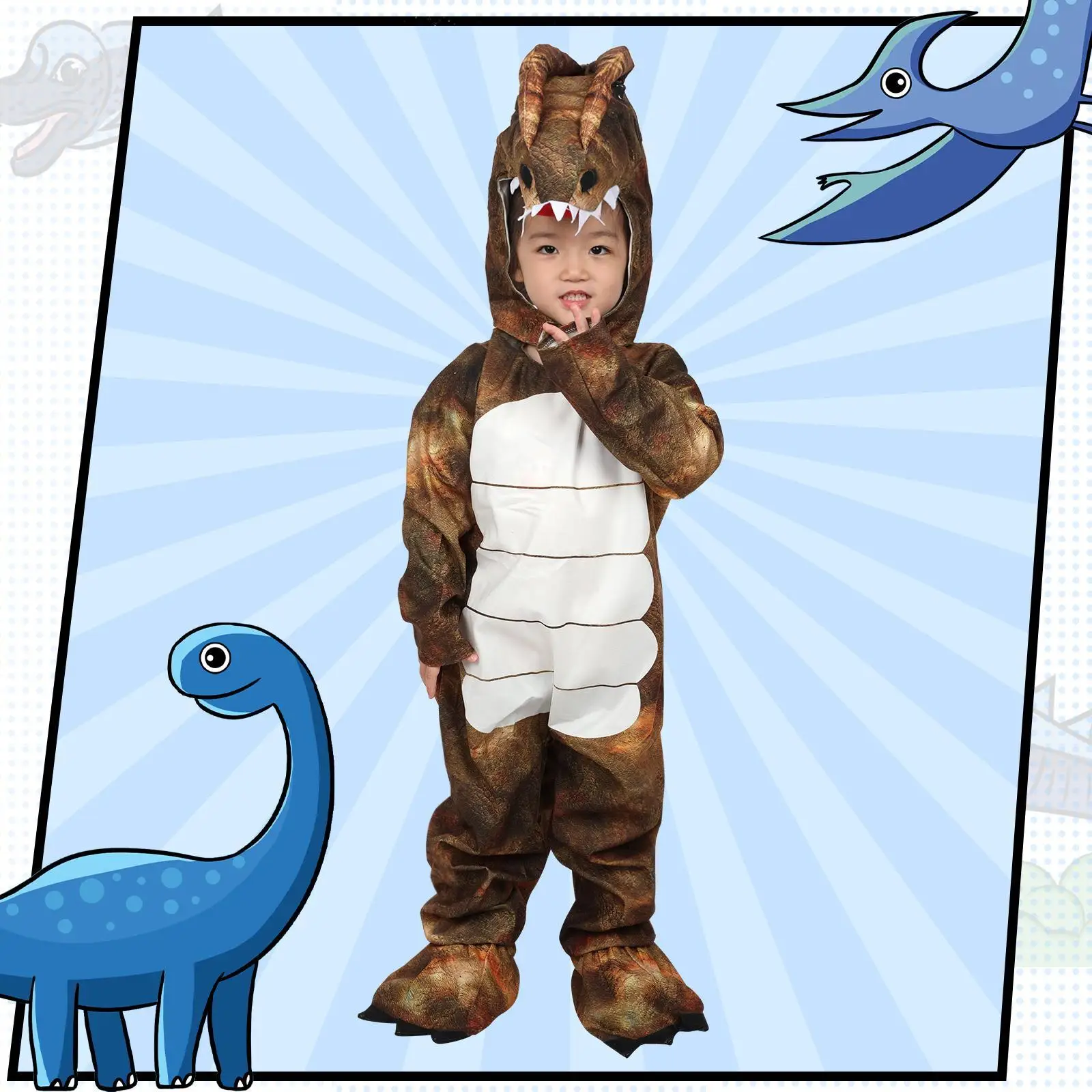 子供用恐竜コスチューム 男の子用 かわいい恐竜ジャンプスーツ カーニバル ロールプレイング ステージパフォーマンス 写真小道具用