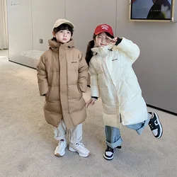 Children's Long Coat White Duck Down Hooded Jacket Winter Boys Girls Warm Clothes Fashion Long Coat Kid's Winter Clothes