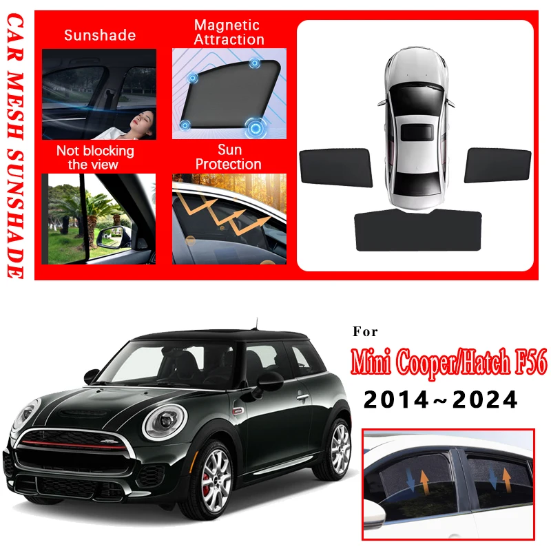 

Автомобильный сетчатый солнцезащитный козырек для мини-люка F56 Cooper 2014 ~ 2021 2022 2023 2024 Магнитный солнцезащитный козырек на лобовое стекло, аксессуары для инструментов
