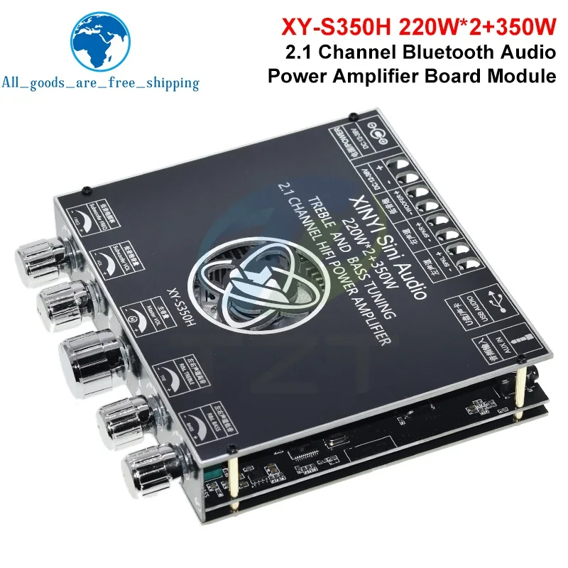 

XY-S350H Плата усилителя 220 Втx2 + 350 Вт TPA3251D2 2,1, двухканальная поддержка приложения Sinlink BT5.1 + AUX + звуковая карта USB + флэш-диск USB