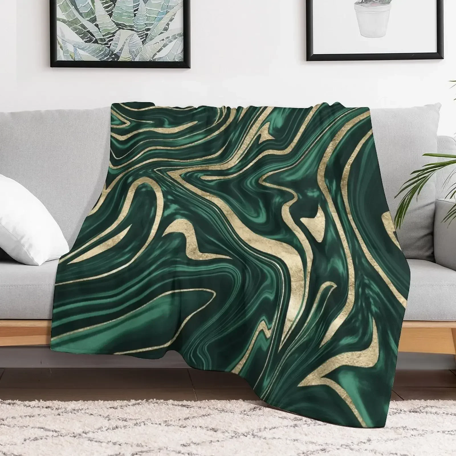 

Emerald Green Black Gold Marble #1 #decor #art Throw Blanket Flannel warm winter Warm Kid'S Blankets