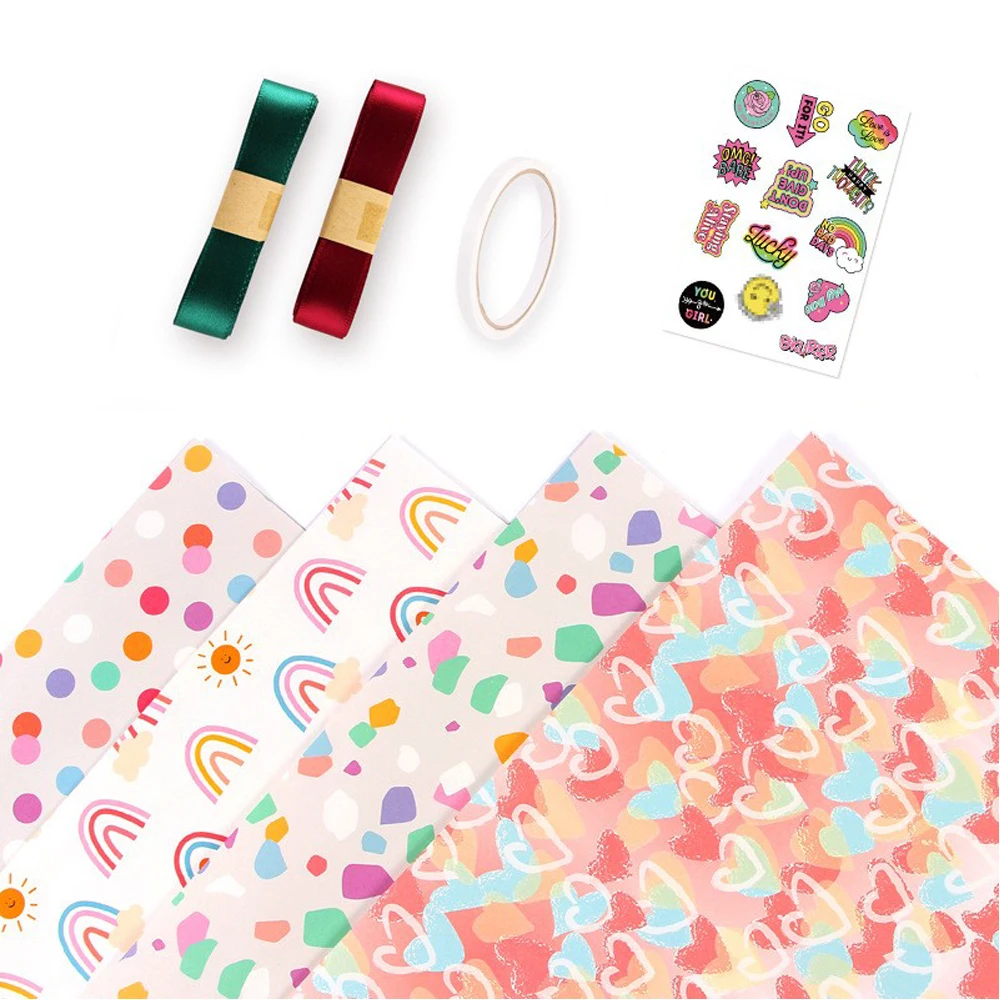 50*70cm Valentine\'s Day Gift Wrapping Paper DIY Craft Paper Birthday Gift Wrapping Paper Colorful Love DIY Bag Book Paper Decora