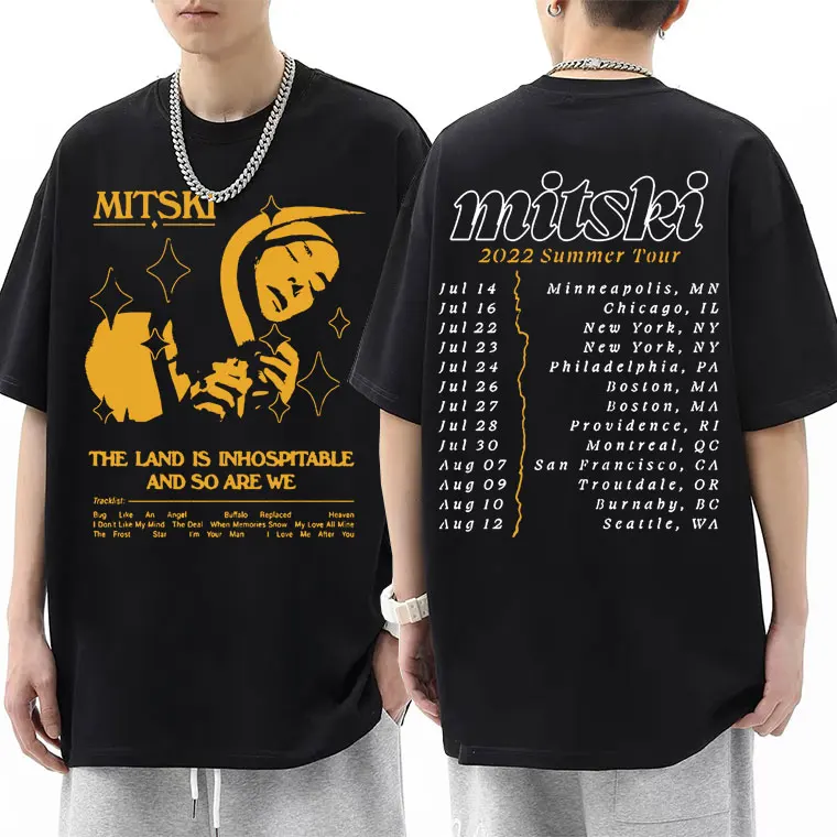 

Mitski The Land Is Inhospitable and So Are We Graphic Print Tshirt Male Causal Vintage Tees Men Women Fahsion Oversized T-shirts