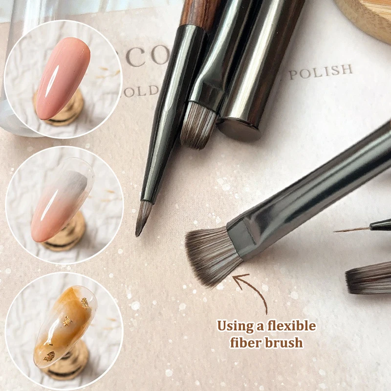 Penna per pittura Ombre per nail art con smalto gel UV in legno di noce con pennello per dettagli di copertura Pennello da disegno Strumento per manicure di alta qualità