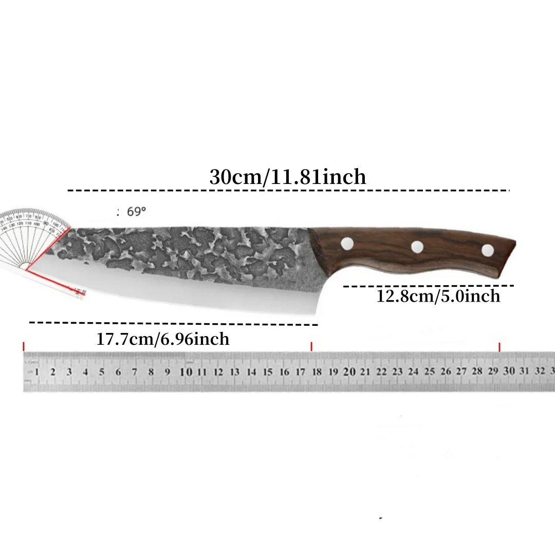 Stainless Steel Knife, Chef Knife, Carving Knife With Knife Sheath, Sharp Blade, Practical Kitchen Knife, Wooden Handle