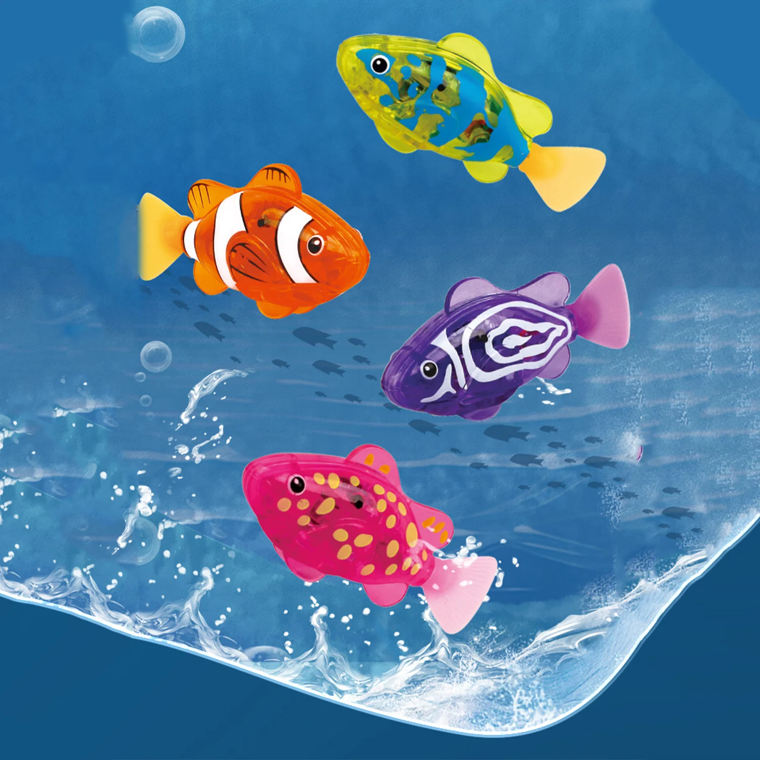 1pc-50 pezzi giocattolo elettronico per giochi d'acqua per pesci con rilevamento della luce da bagno per bambini, simulando il nuoto di piccoli pesci, adatto per stuzzicare i gattini